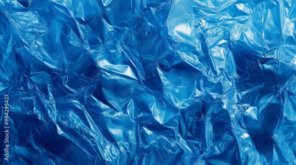 Abstract texture crumpled blue plastic cellophane surface material Abstract texture crumpled blue plastic cellophane surface material