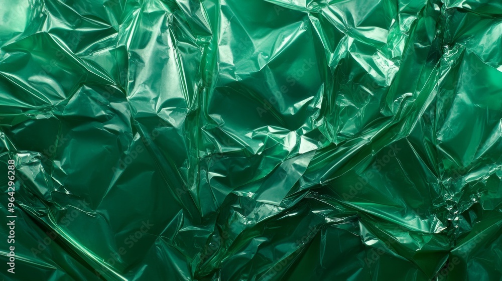 Obraz premium Abstract texture crumpled green plastic cellophane surface material
