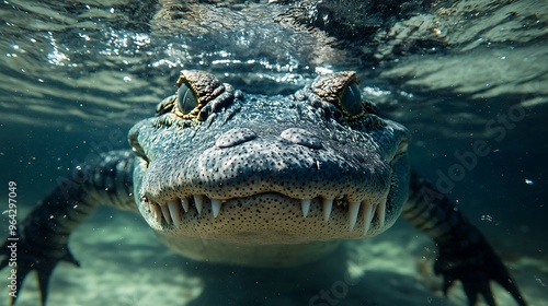 Wallpaper Mural Close-up of a Crocodile Under the Water Torontodigital.ca