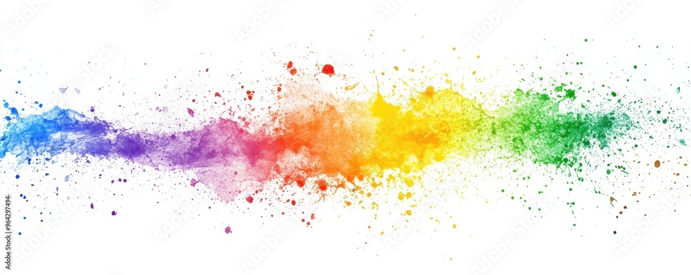 Obraz premium Vibrant burst of rainbow colors on white background, representing creativity, art, and abstract expression. Perfect for design and inspiration.
