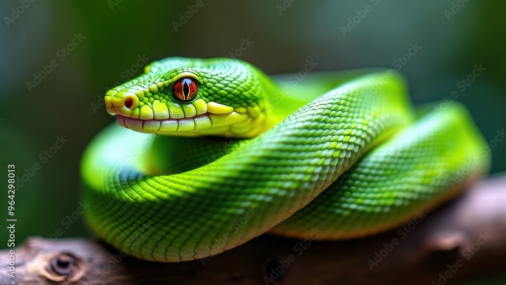 Detailed Image of a Green Snake’s Head Highlighting Textured Skin and Calm Demeanor Detailed Image of a Green Snake’s Head Highlighting Textured Skin and Calm Demeanor