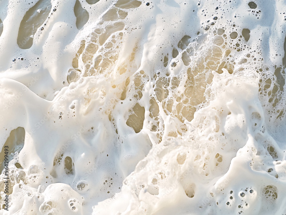 Abstract Close-Up of Sea Foam Patterns on the Water's Surface Abstract Close-Up of Sea Foam Patterns on the Water's Surface