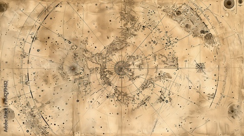 Wallpaper Mural Vintage celestial map depicting constellations and stars, perfect for education or decor. Torontodigital.ca