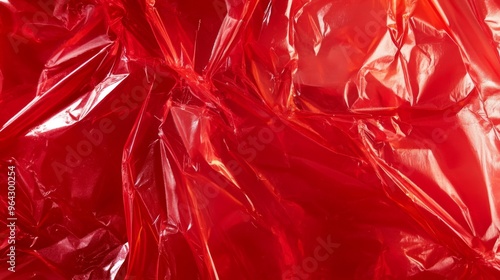 Abstract texture crumpled red plastic cellophane surface material