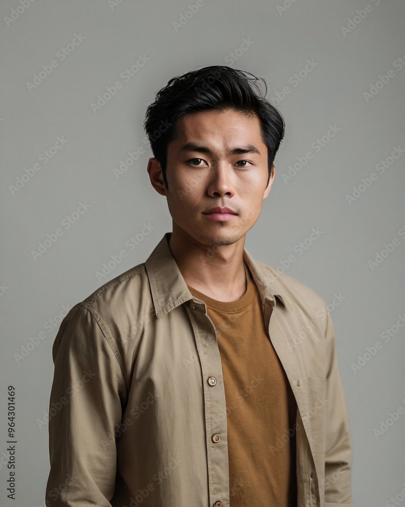 Obraz premium Asian Guy Portrait on White Background