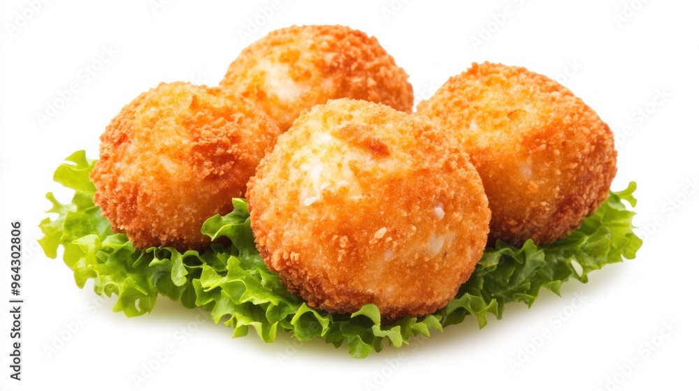 Crispy Fried Balls on Lettuce Bed Crispy Fried Balls on Lettuce Bed