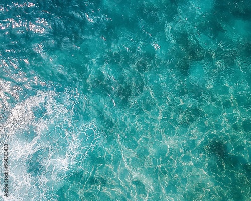 Aerial View of Clear Sea Water with Rippling Wave Patterns