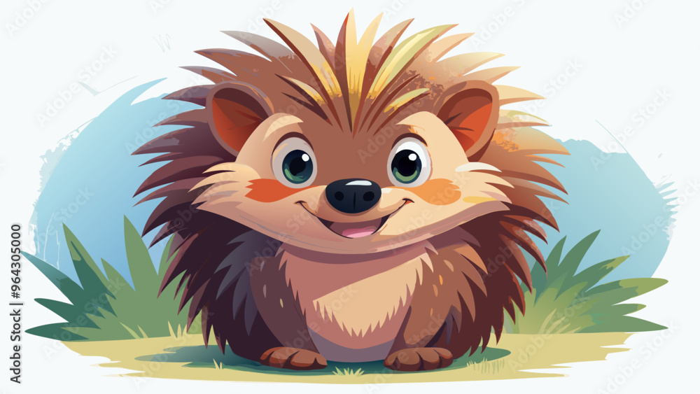 Cute cartoon porcupine on white background Cute cartoon porcupine on white background