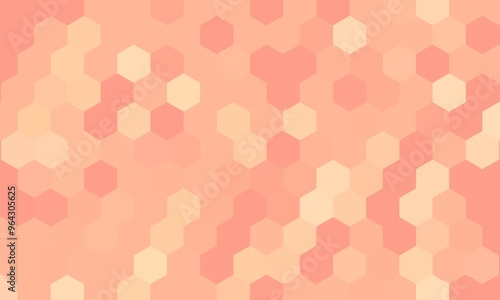 Abstract geometric pattern with hexagons in peach and coral color palette. Seamless, modern, and minimalist design. Perfect for backgrounds, branding, and website design.