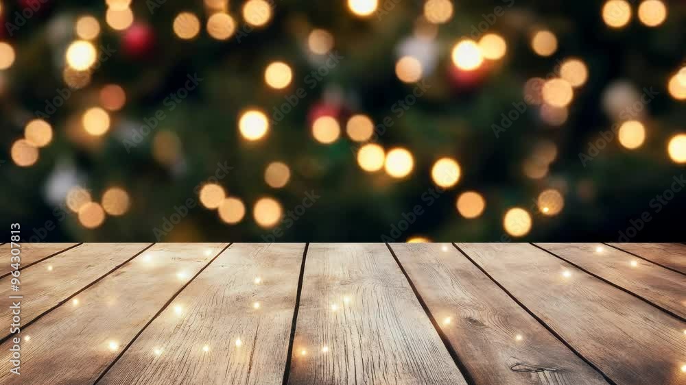 Holiday Lights and Wooden Table Holiday Lights and Wooden Table