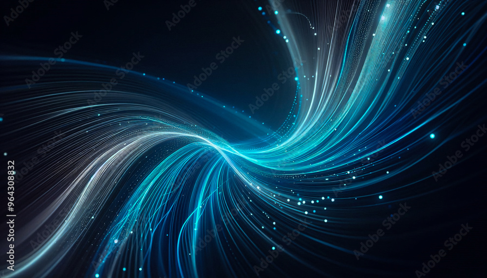Fototapeta premium Abstract lines blue and white, luminous of light flowing curve, combining electric blue and subtle white colors