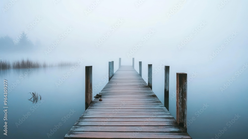 Obraz premium Foggy Lake Dock