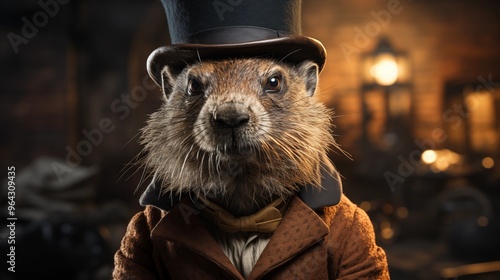 Groundhog Day, groundhog holding a mock up card, groundhog holding a blank white card