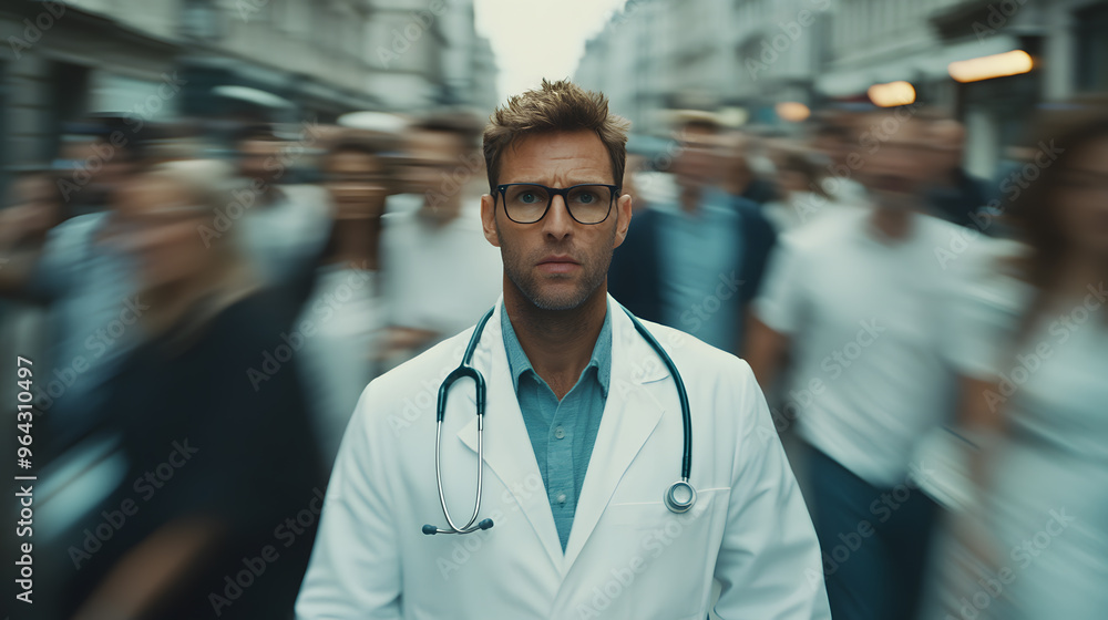 Obraz premium Doctor in a Lab Coat Looking at Camera | Professional Medical Expertise and Healthcare Dedication
