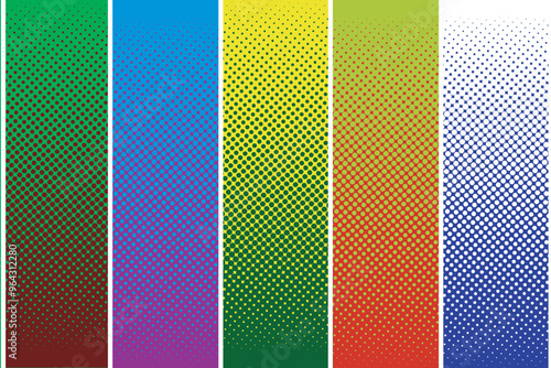 Modern halftone background with roll up box for text, photo or design background.
