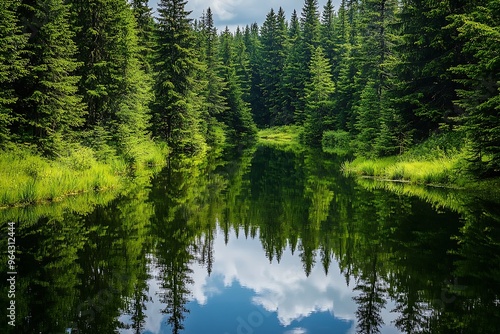 reflection of trees in water