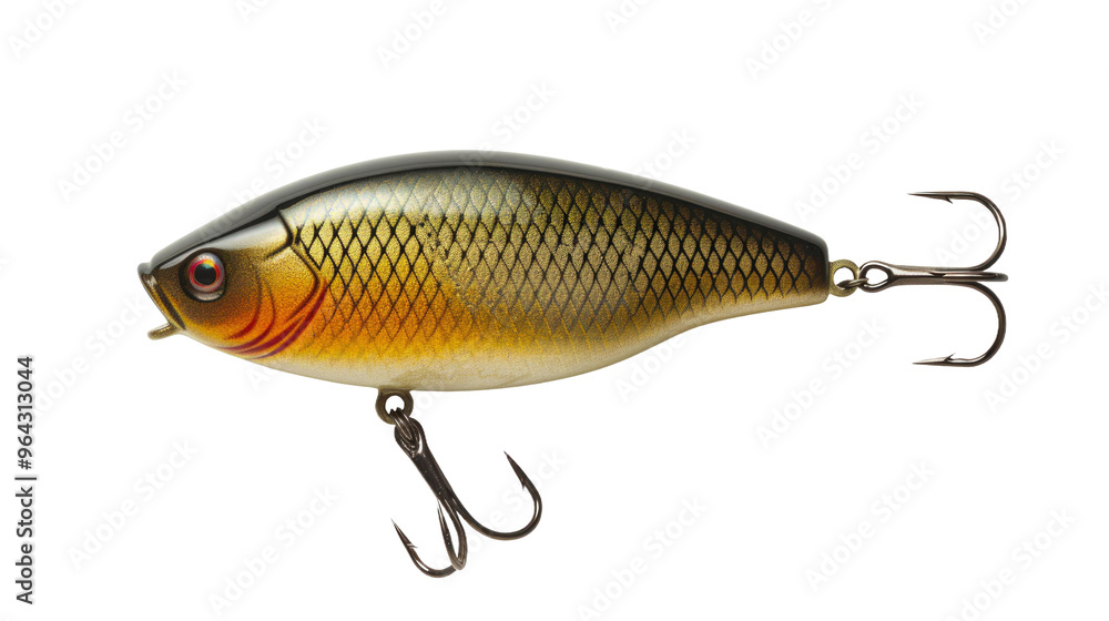 This lifelike fishing lure mimics a bait fish with intricate scales and vivid coloration, designed to attract various game fish in freshwater or saltwater. This lifelike fishing lure mimics a bait fish with intricate scales and vivid coloration, designed to attract various game fish in freshwater or saltwater.