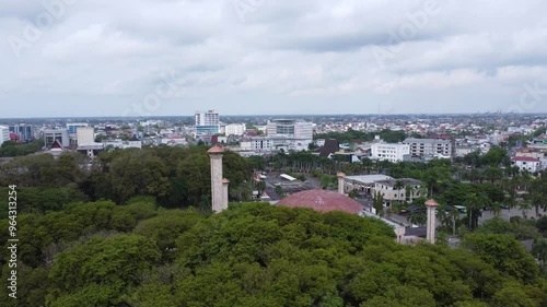 Aerial view of the largest mosque in Banjarmasin, South Kalimantan, Sabilal Muhtadin Mosque photo