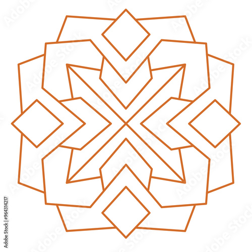 Islamic pattern - Intricate blue geometric floral pattern on a white background