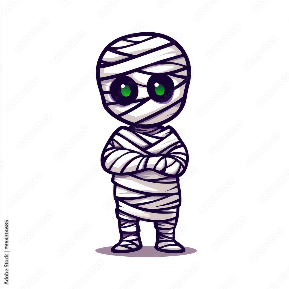 Cute Cartoon Mummy with Green Eyes Cute Cartoon Mummy with Green Eyes