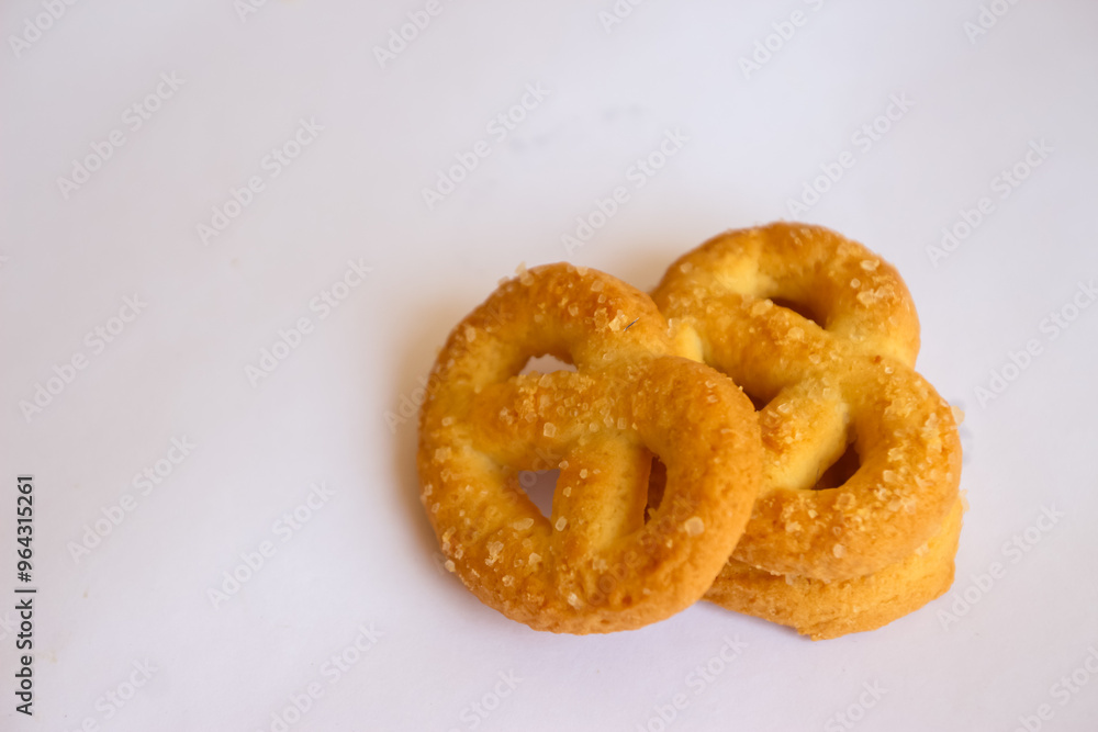 Danish butter cookies, Close up of butter cookies coated with white sugar, sweet cookies Danish butter cookies, Close up of butter cookies coated with white sugar, sweet cookies