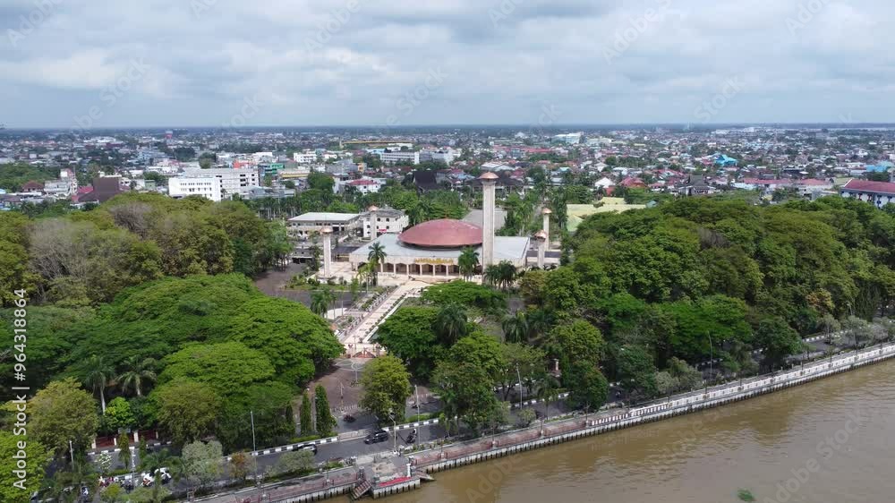 Aerial view of the largest mosque in Banjarmasin, South Kalimantan, Sabilal Muhtadin Mosque Aerial view of the largest mosque in Banjarmasin, South Kalimantan, Sabilal Muhtadin Mosque