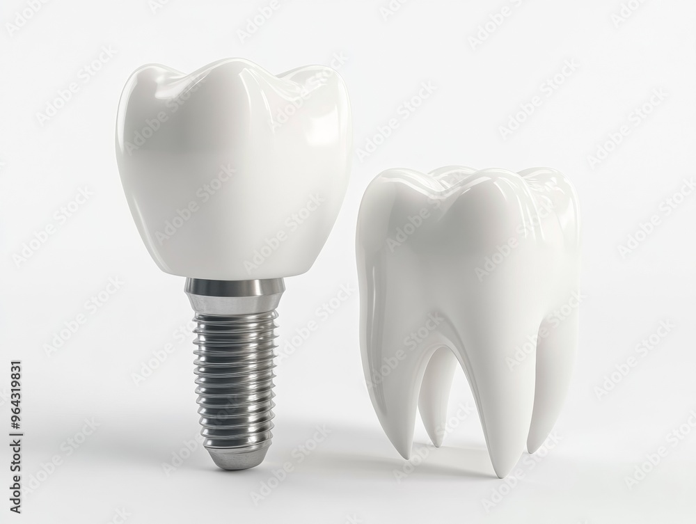 3D Tooth Model with Implant Screw. Dental Surgery Concept 3D Tooth Model with Implant Screw. Dental Surgery Concept