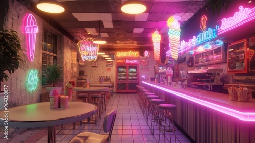 Retro Diner with Neon Lights