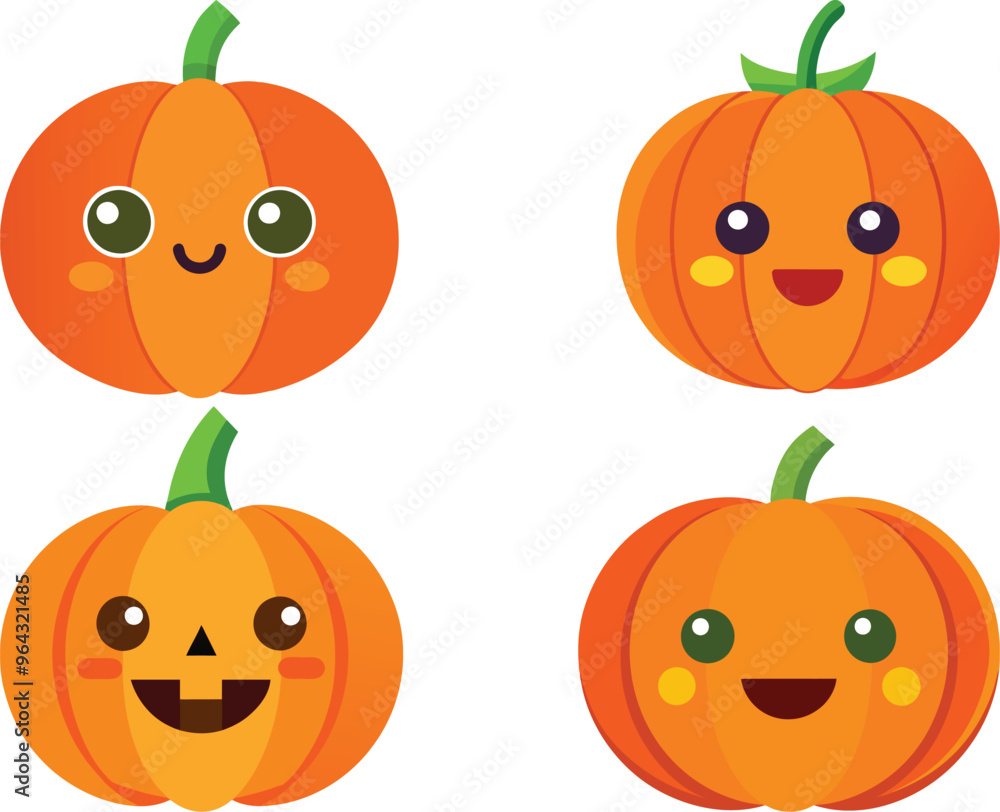 Obraz premium Fun and Spooky Pumpkin Faces – Halloween Vector Set