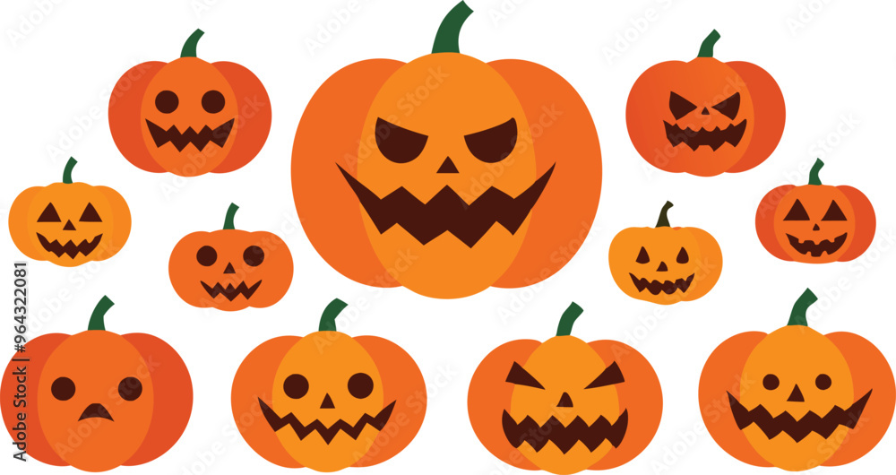 Fun and Spooky Pumpkin Faces – Halloween Vector Set Fun and Spooky Pumpkin Faces – Halloween Vector Set
