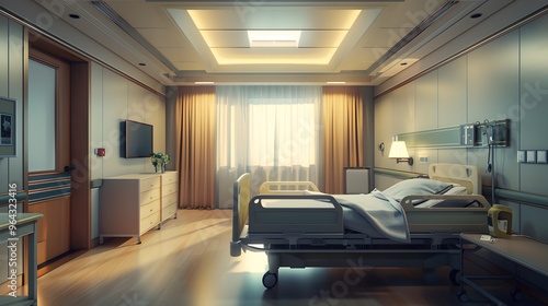 Hospital Room with a Bed in the Sunlight