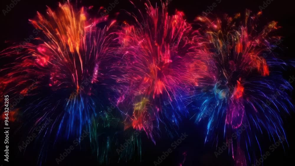 Fireworks are lit up in the dark sky with colorful colors Fireworks are lit up in the dark sky with colorful colors