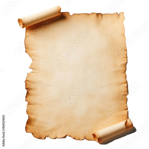 old paper scroll papyrus isolated on transparent background - Generative AI