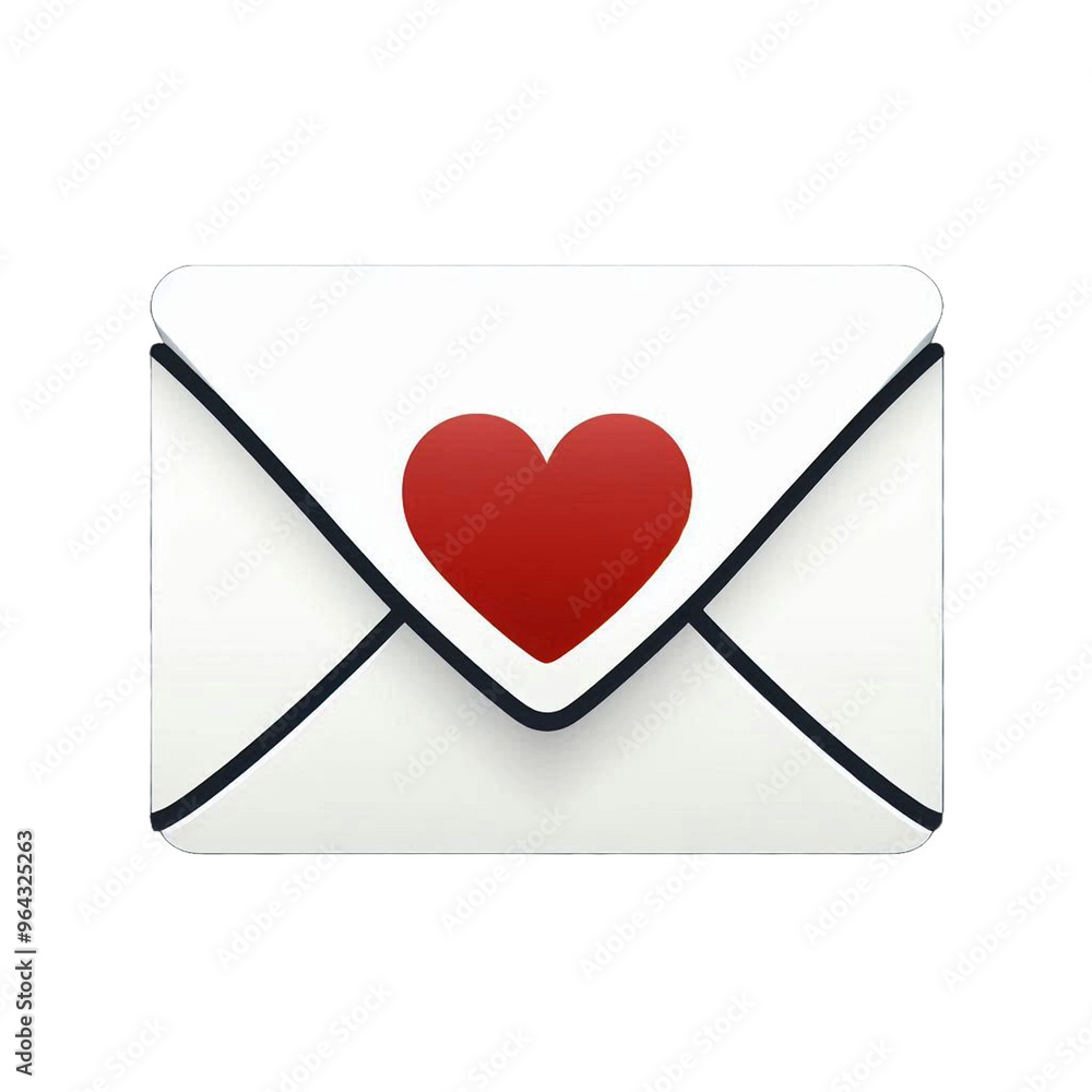 envelope with heart isolated on transparent background - Generative AI envelope with heart isolated on transparent background - Generative AI
