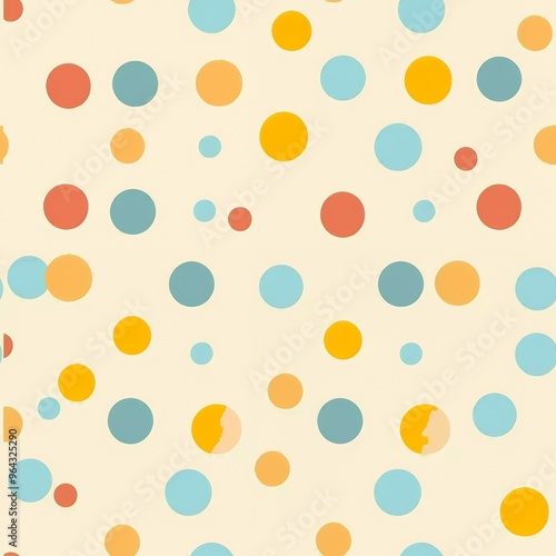 A seamless pattern with colorful polka dots.