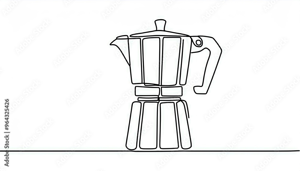 Continuous one line drawing of geyser coffee maker