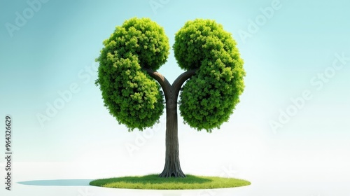 Human Kidney Shaped Tree Representing Health Wellness Against Clear Sky photo