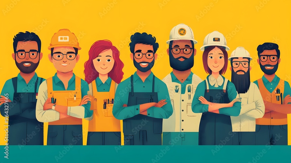 Naklejka premium A group of people are smiling and holding up their hands in the air. Concept of happiness and celebration