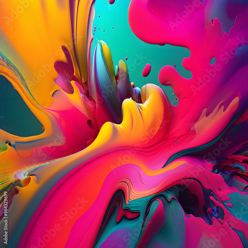 Bright abstract liquid paint background - color explosion - modern decorative painting