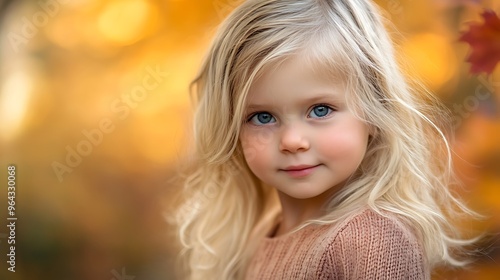 Golden Autumn Portrait of a Little Girl