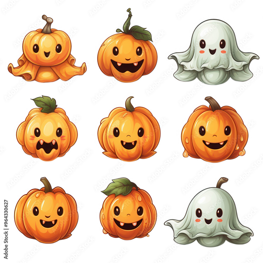 Naklejka premium Cute collection for halloween on transparent background