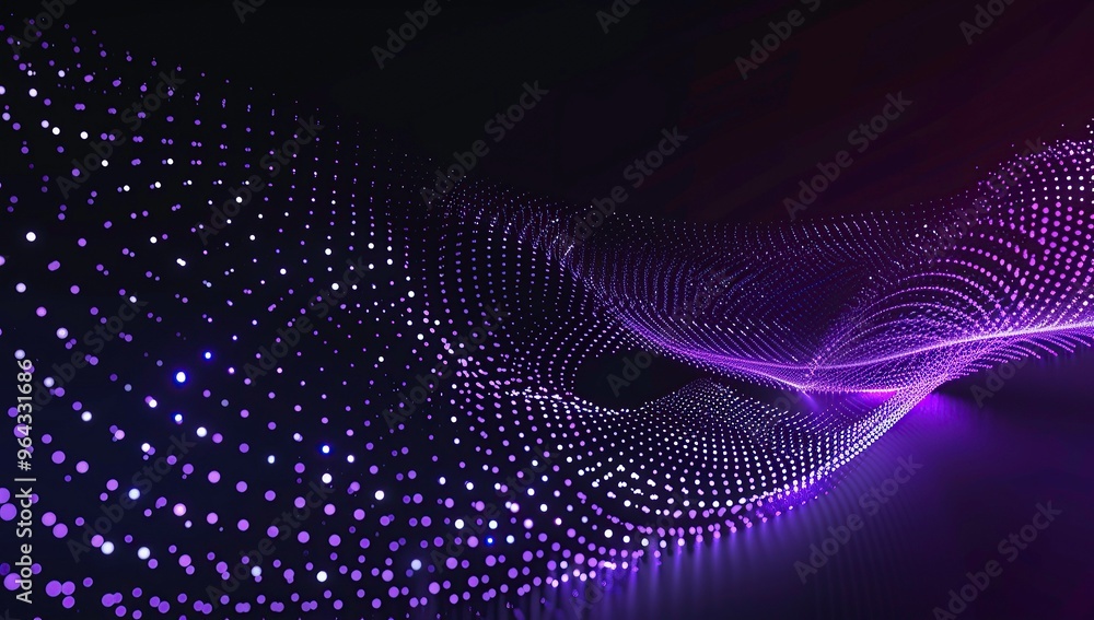 Black background, purple gradient, dots of light arranged in the shape of an oval pattern Black background, purple gradient, dots of light arranged in the shape of an oval pattern