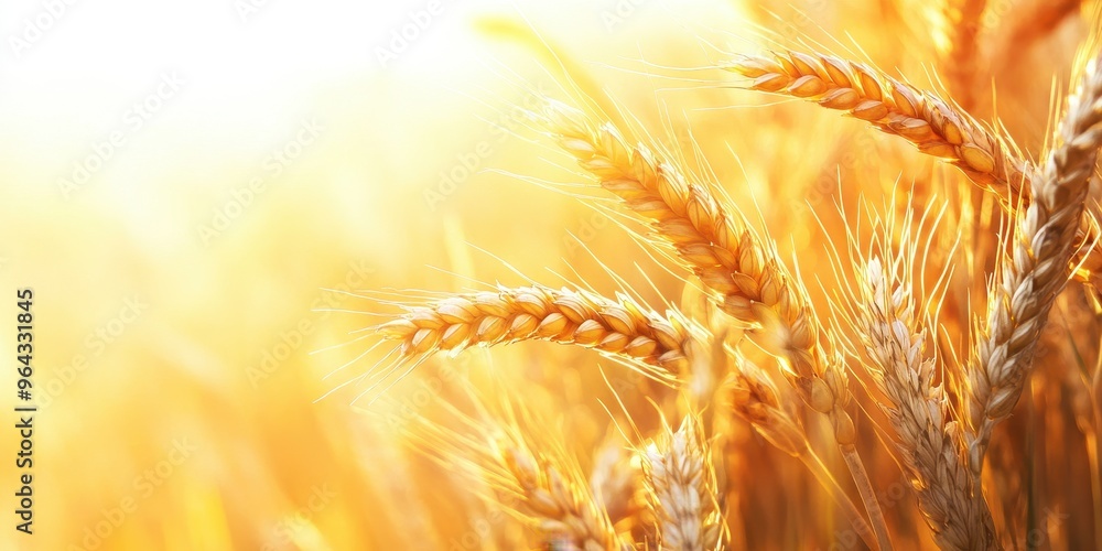 Golden wheat sways gently in the warm sunlight, capturing the essence of nature's bounty and the beauty of harvest season.