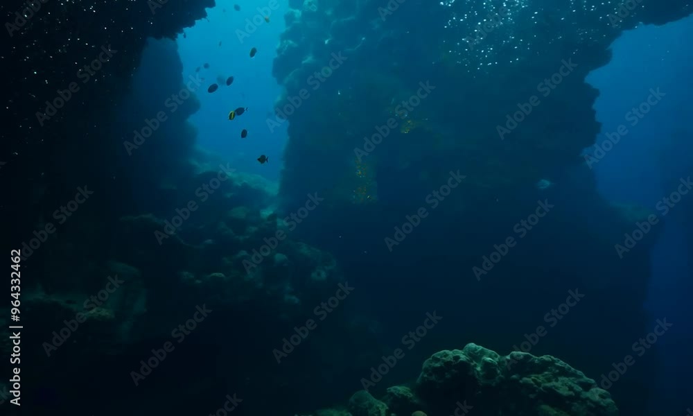 Scuba diver exploring vibrant coral reef teeming with colorful fish in the crystal-clear waters of the Red Sea Scuba diver exploring vibrant coral reef teeming with colorful fish in the crystal-clear waters of the Red Sea