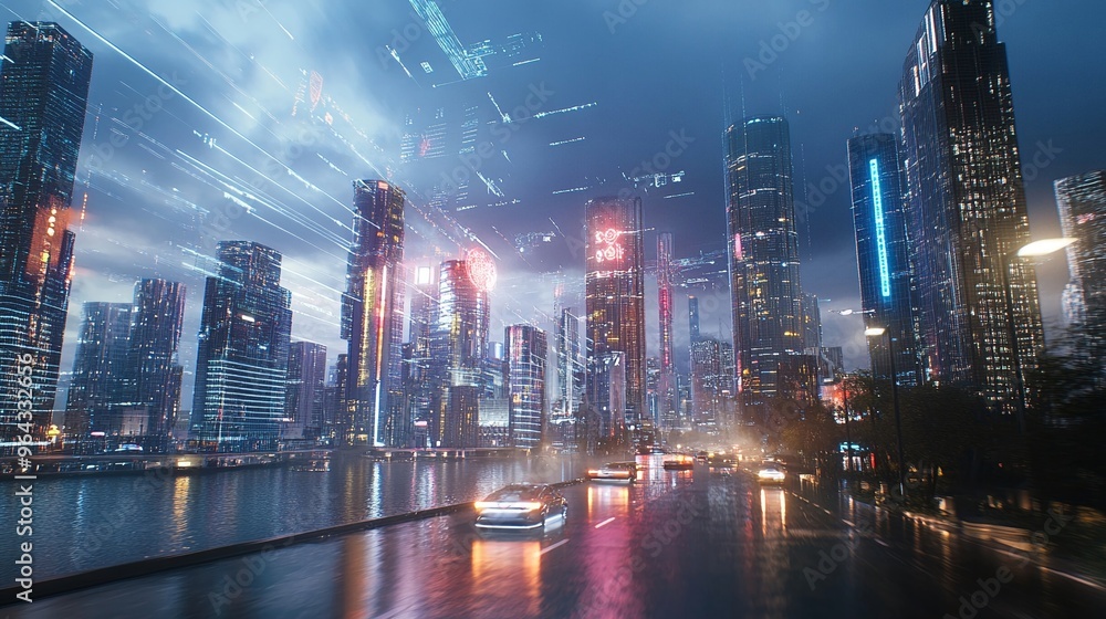 Futuristic AI metropolis digital networks Futuristic AI metropolis digital networks