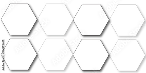 White hexagon 3D background texture. modern abstract polygonal pattern. 3d rendering illustration. Futuristic abstract banner. white and black lines 3d Hexagonal. honeycomb white Background.