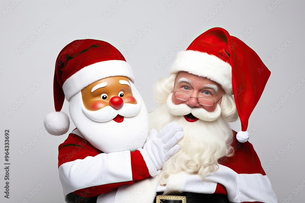 Cheerful Santa Hand on Clean White Canvas for Holiday Celebration Cheerful Santa Hand on Clean White Canvas for Holiday Celebration