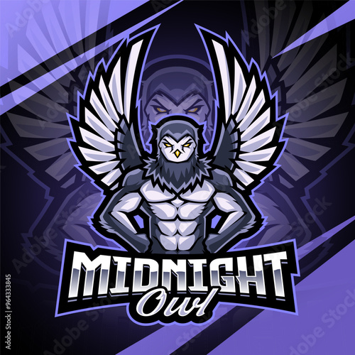Midnight owl esport mascot logo design