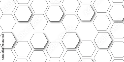 White hexagon 3D background texture. modern abstract polygonal pattern. 3d rendering illustration. Futuristic abstract banner. white and black lines 3d Hexagonal. honeycomb white Background.