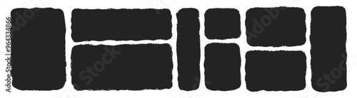 Crayon style handwriting text boxes set. Rough memo frame with chalk texture. Sketch vector illustration.